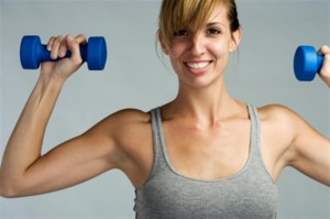 A hot woman working out.